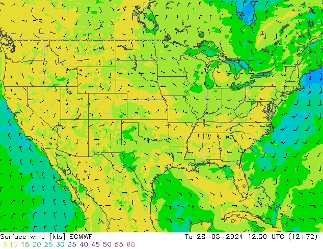 Vento 10 m ECMWF mar 28.05.2024 12 UTC