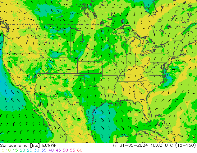 Surface wind ECMWF Pá 31.05.2024 18 UTC