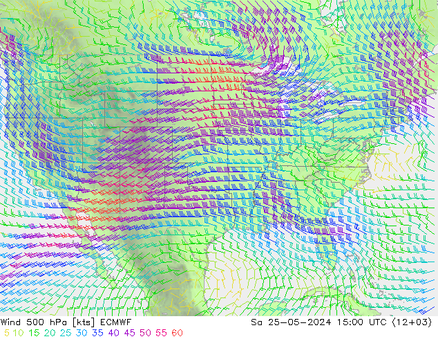 Rüzgar 500 hPa ECMWF Cts 25.05.2024 15 UTC