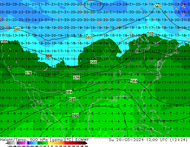 Z500/Rain (+SLP)/Z850 ECMWF Вс 26.05.2024 12 UTC