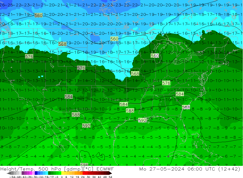 Géop./Temp. 500 hPa ECMWF lun 27.05.2024 06 UTC