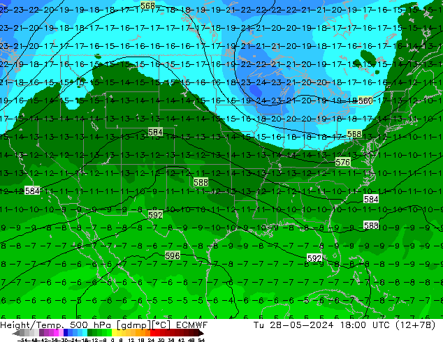 Z500/Regen(+SLP)/Z850 ECMWF di 28.05.2024 18 UTC