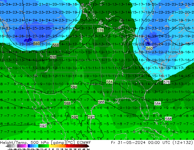 Z500/Rain (+SLP)/Z850 ECMWF Fr 31.05.2024 00 UTC