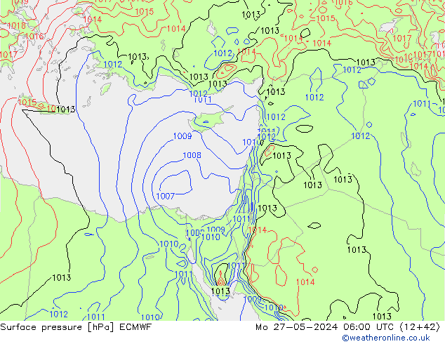 pressão do solo ECMWF Seg 27.05.2024 06 UTC