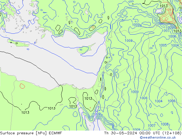 pressão do solo ECMWF Qui 30.05.2024 00 UTC