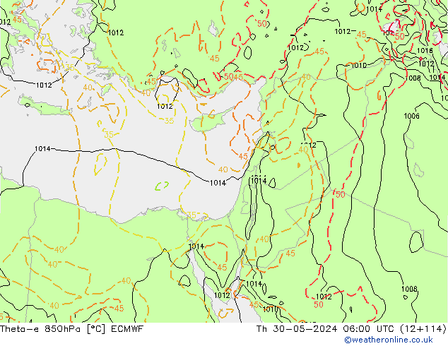 Theta-e 850hPa ECMWF Čt 30.05.2024 06 UTC