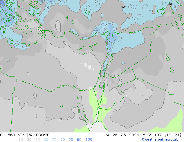 RH 850 hPa ECMWF Su 26.05.2024 09 UTC