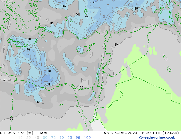 RH 925 hPa ECMWF Mo 27.05.2024 18 UTC