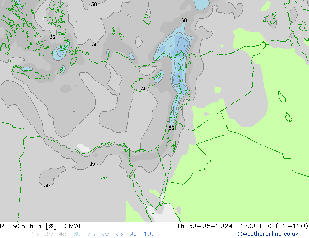 RH 925 hPa ECMWF Th 30.05.2024 12 UTC