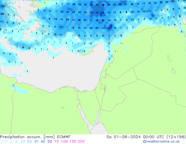 Totale neerslag ECMWF za 01.06.2024 00 UTC