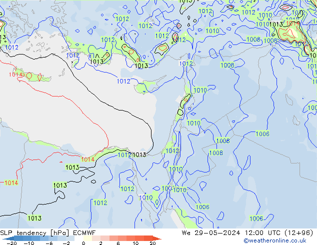 SLP tendency ECMWF We 29.05.2024 12 UTC