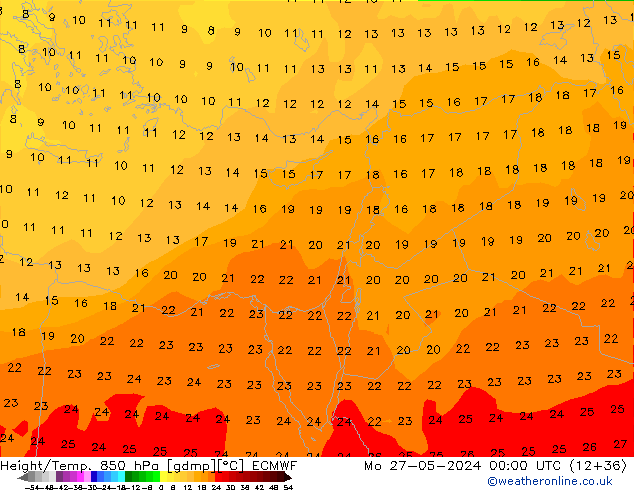 Z500/Rain (+SLP)/Z850 ECMWF пн 27.05.2024 00 UTC