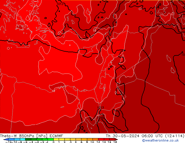 Theta-W 850hPa ECMWF gio 30.05.2024 06 UTC