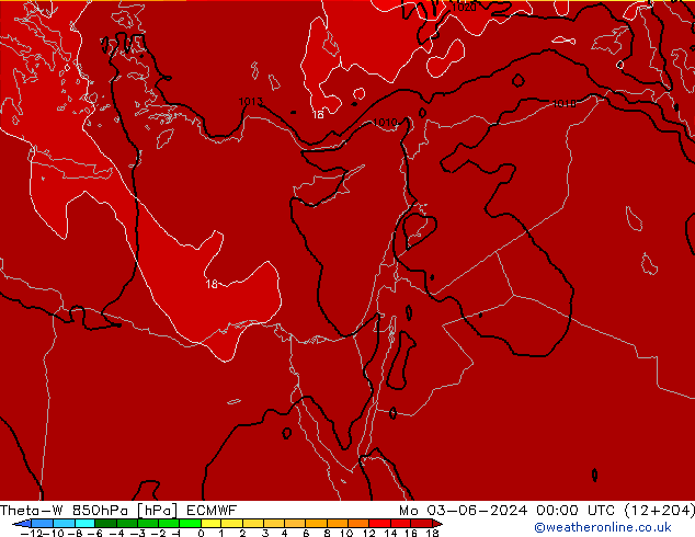 Theta-W 850hPa ECMWF lun 03.06.2024 00 UTC