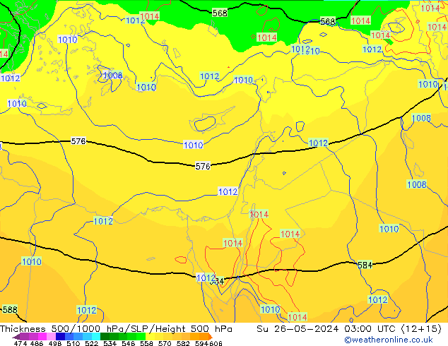 Schichtdicke 500-1000 hPa ECMWF So 26.05.2024 03 UTC