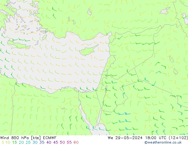 Wind 850 hPa ECMWF We 29.05.2024 18 UTC