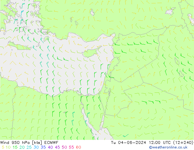 Wind 950 hPa ECMWF Tu 04.06.2024 12 UTC