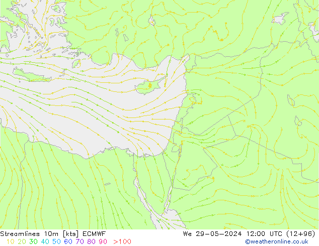 Línea de corriente 10m ECMWF mié 29.05.2024 12 UTC