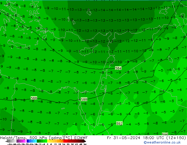 Z500/Rain (+SLP)/Z850 ECMWF Fr 31.05.2024 18 UTC