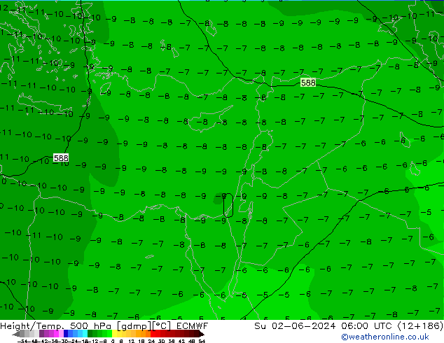 Z500/Regen(+SLP)/Z850 ECMWF zo 02.06.2024 06 UTC