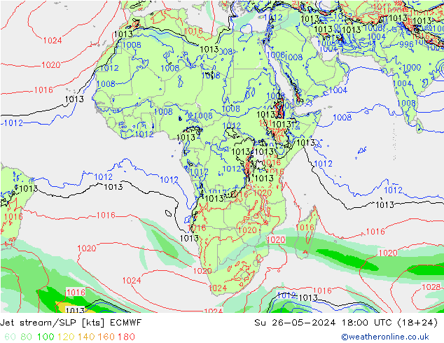 Jet stream/SLP ECMWF Ne 26.05.2024 18 UTC