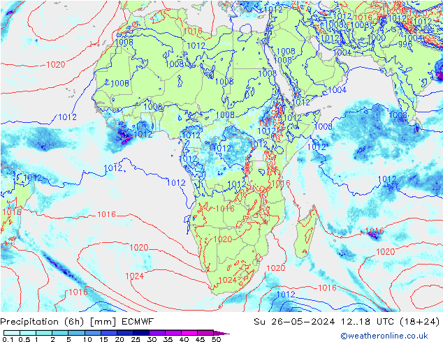 Z500/Rain (+SLP)/Z850 ECMWF dom 26.05.2024 18 UTC