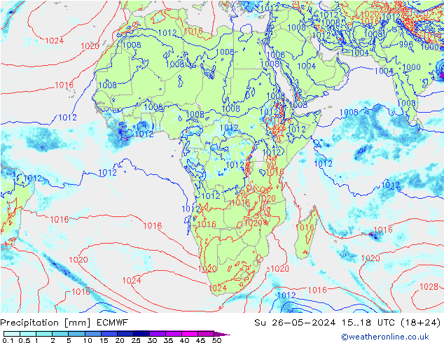 Precipitation ECMWF Su 26.05.2024 18 UTC