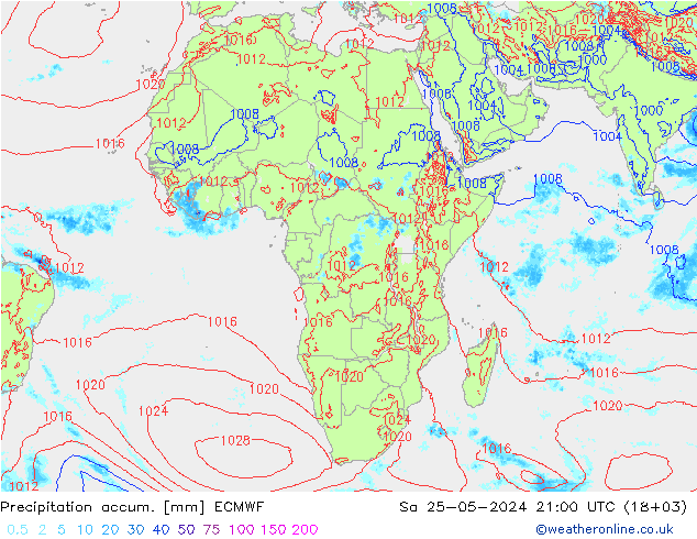 Precipitation accum. ECMWF Sáb 25.05.2024 21 UTC