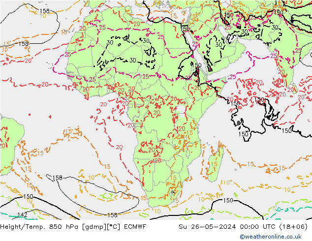 Z500/Rain (+SLP)/Z850 ECMWF Su 26.05.2024 00 UTC