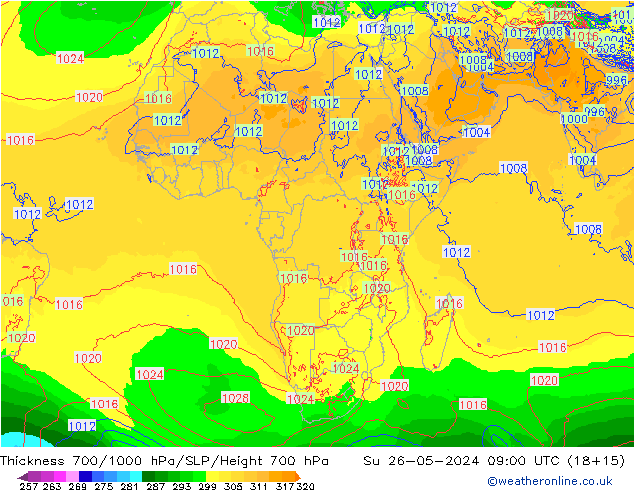 Thck 700-1000 hPa ECMWF  26.05.2024 09 UTC