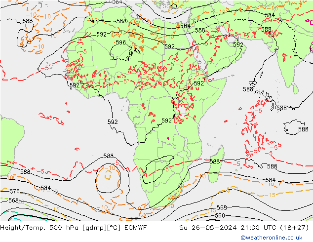 Yükseklik/Sıc. 500 hPa ECMWF Paz 26.05.2024 21 UTC