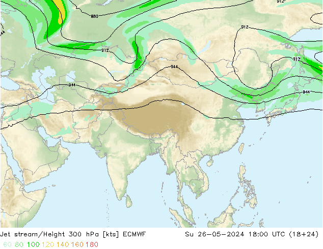 Jet stream ECMWF Dom 26.05.2024 18 UTC