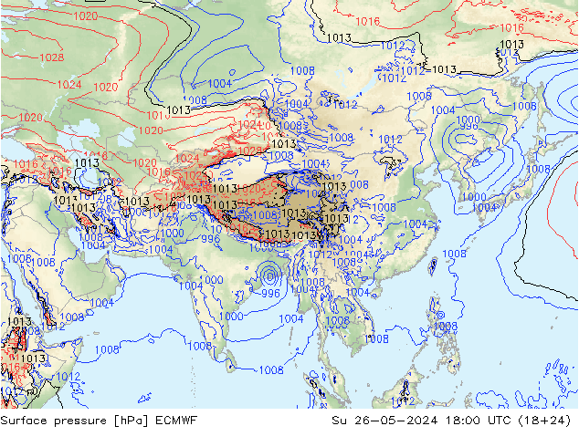 Yer basıncı ECMWF Paz 26.05.2024 18 UTC