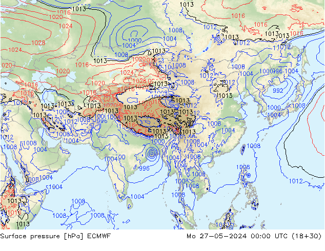 Surface pressure ECMWF Mo 27.05.2024 00 UTC