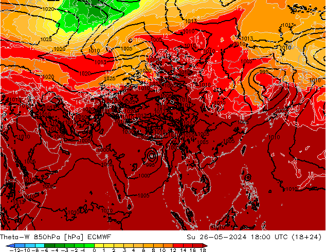 Theta-W 850hPa ECMWF dom 26.05.2024 18 UTC