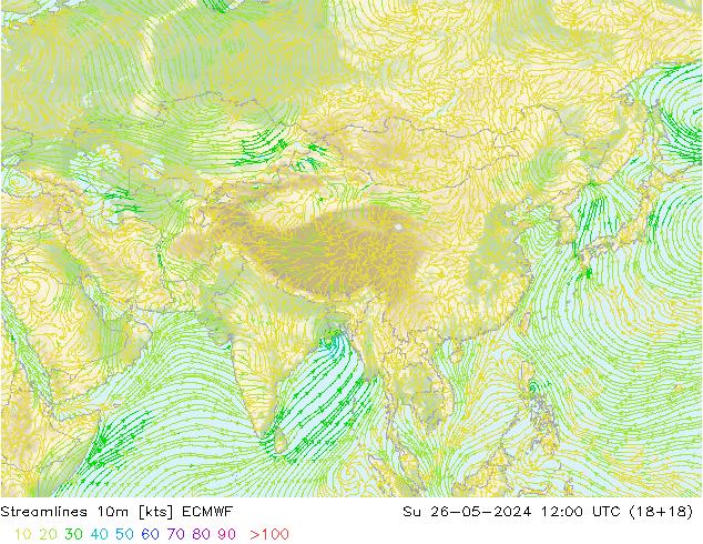 Streamlines 10m ECMWF Ne 26.05.2024 12 UTC