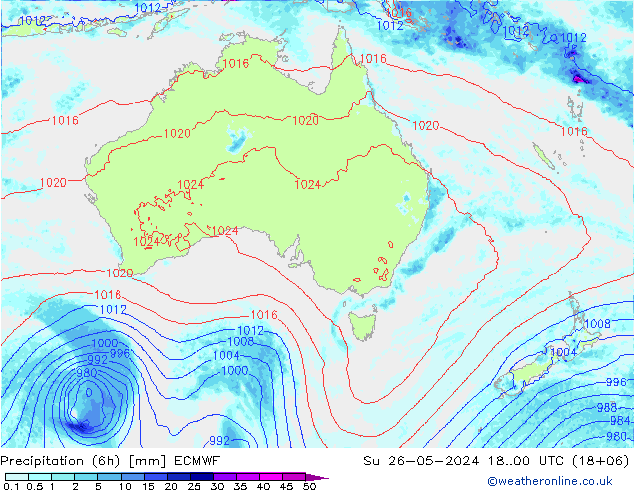 Z500/Rain (+SLP)/Z850 ECMWF dom 26.05.2024 00 UTC