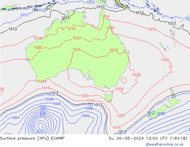 Yer basıncı ECMWF Paz 26.05.2024 12 UTC