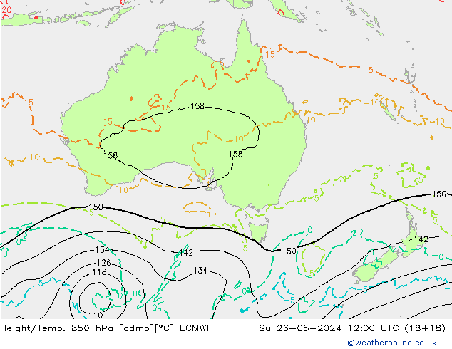 Z500/Rain (+SLP)/Z850 ECMWF dom 26.05.2024 12 UTC