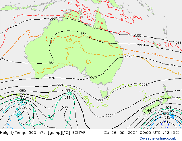 Z500/Rain (+SLP)/Z850 ECMWF dom 26.05.2024 00 UTC