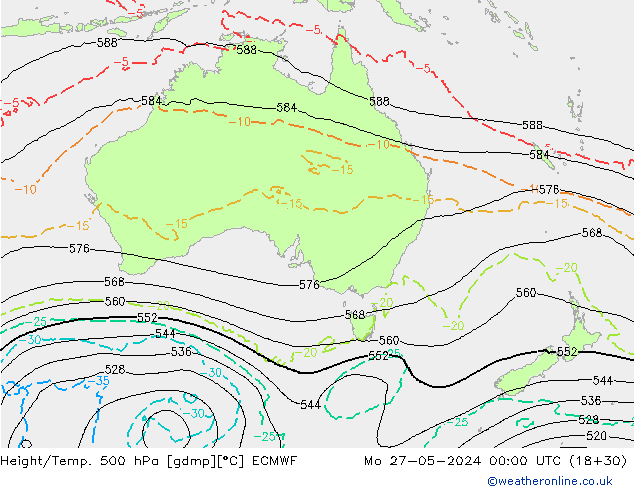 Z500/Rain (+SLP)/Z850 ECMWF Mo 27.05.2024 00 UTC