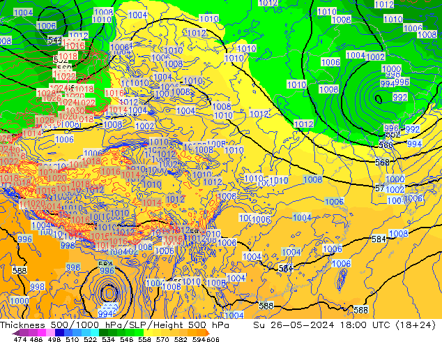 Thck 500-1000hPa ECMWF nie. 26.05.2024 18 UTC