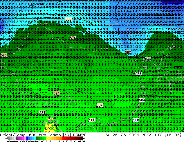 Z500/Rain (+SLP)/Z850 ECMWF 星期日 26.05.2024 00 UTC