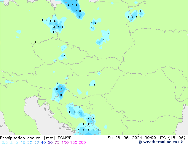 Précipitation accum. ECMWF dim 26.05.2024 00 UTC