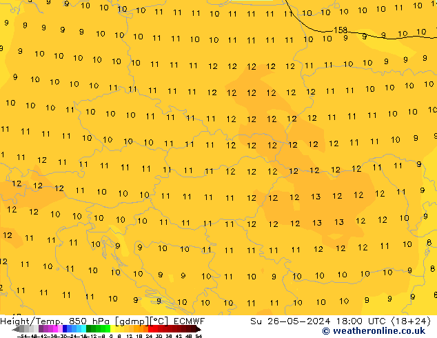 Z500/Rain (+SLP)/Z850 ECMWF Dom 26.05.2024 18 UTC