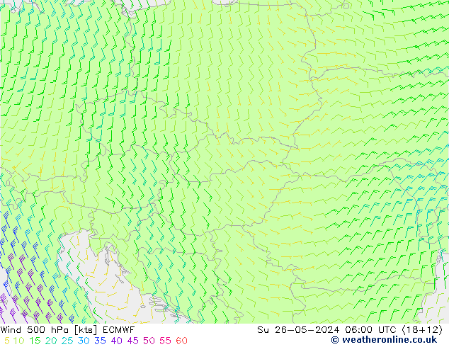 Vent 500 hPa ECMWF dim 26.05.2024 06 UTC