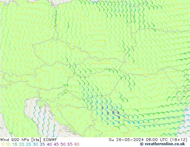 Vent 900 hPa ECMWF dim 26.05.2024 06 UTC