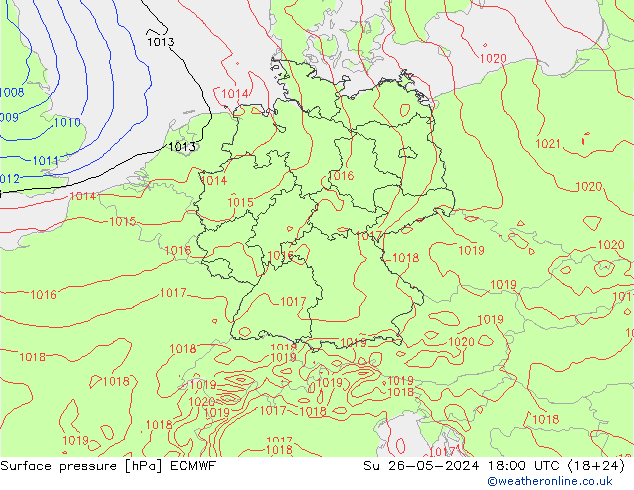 Bodendruck ECMWF So 26.05.2024 18 UTC