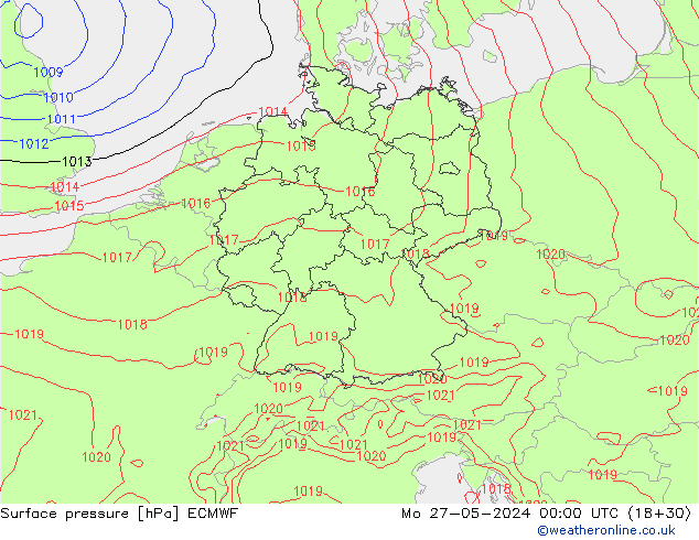 pression de l'air ECMWF lun 27.05.2024 00 UTC