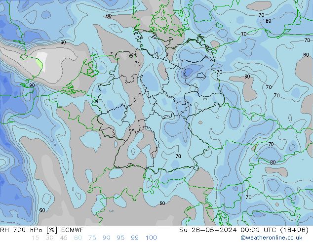 RH 700 hPa ECMWF Su 26.05.2024 00 UTC